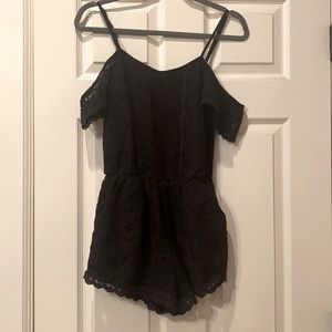 Black lace romper, spaghetti straps, size smal
